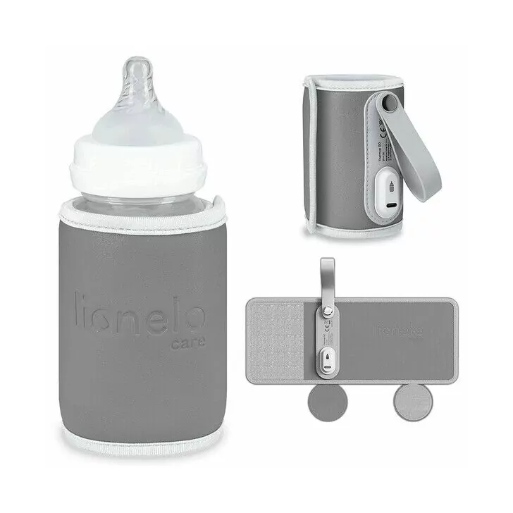 Lionelo - Incalzitor biberoane ThermUp Go, Portabil, Temperatura constanta pana la 24 h, Incarcare USB, Gri