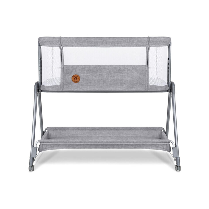 Lionelo - Patut co-sleeper Luna, 2 in 1, Cu laterala culisanta, Cu setare unghiulara, Cu roti, Reglabil in 6 pozitii pe inaltime, Gri deschis