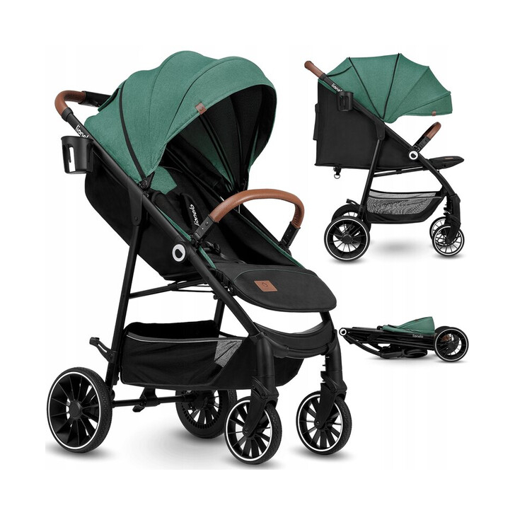 Lionelo - Carucior sport Alexia, 6 luni+, Cu geanta pentru parinti, Amortizoare, Suport pentru biberon/pahar, Plasa de tantari, Saculet de picioare, Cu UPF50+, Cadru din aluminiu, 0- 15 kg, Verde