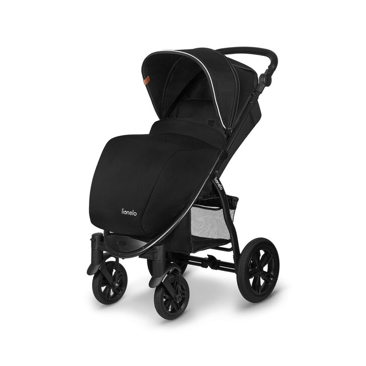 Lionelo - Carucior sport Annet Tour, De la nastere, Cu capotina impermeabila, Cu filtru UPF 50+, Cu maner reglabil, Plasa de tantari, Suport biberon, Saculet pentru picioare, Pana la 22 kg, Negru