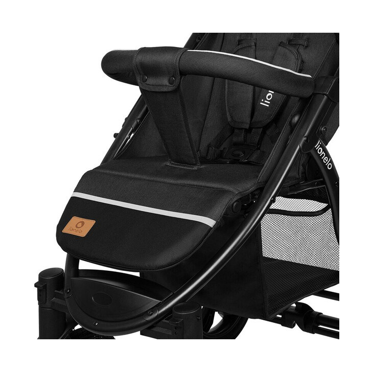 Lionelo - Carucior sport Annet Tour, De la nastere, Cu capotina impermeabila, Cu filtru UPF 50+, Cu maner reglabil, Plasa de tantari, Suport biberon, Saculet pentru picioare, Pana la 22 kg, Negru