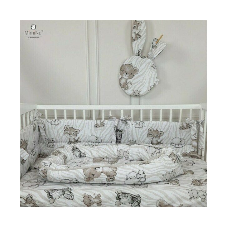 MimiNu - Cosulet bebelus pentru dormit, Baby Cocoon 75x55 cm, Husa 100% bumbac, Safari Beige