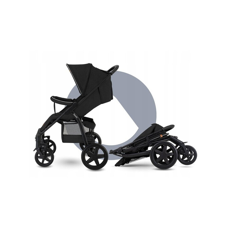 Lionelo - Carucior sport Annet Tour, De la nastere, Cu capotina impermeabila, Cu filtru UPF 50+, Cu maner reglabil, Plasa de tantari, Suport biberon, Saculet pentru picioare, Pana la 22 kg, Negru