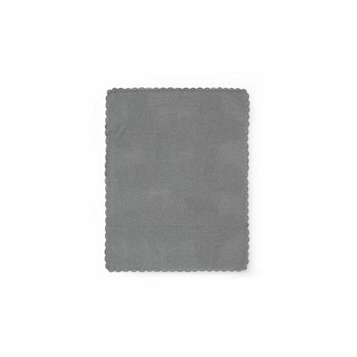 Petite&Mars - Paturica tricotata Harmony, Cu margini crosetate, Dimensiune 80x100 cm, 100% bumbac, Gri