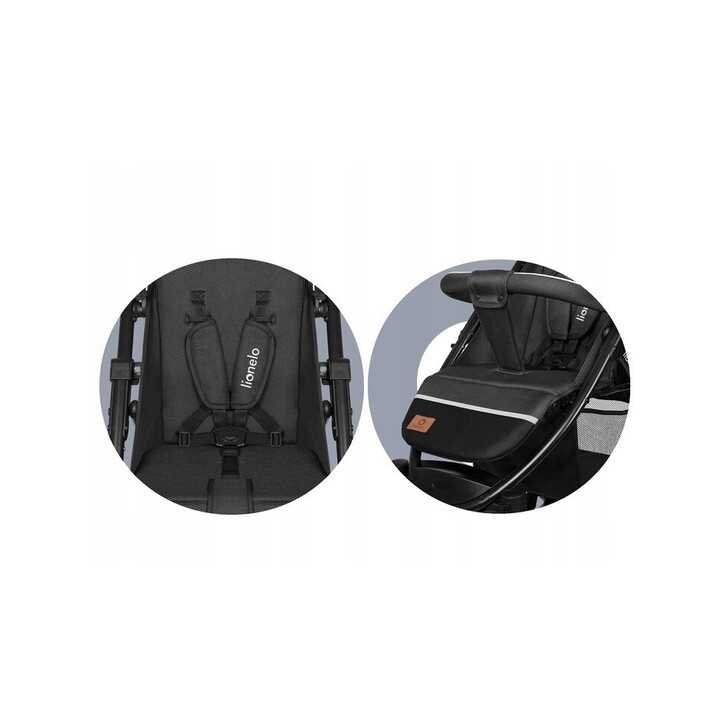 Lionelo - Carucior sport Annet Tour Dreamin, Editie Limitata, De la nastere, Cu capotina impermeabila, Cu filtru UPF 50+, Cu maner reglabil, Plasa de tantari, Suport biberon, Saculet pentru picioare, Pana la 22 kg, Negru