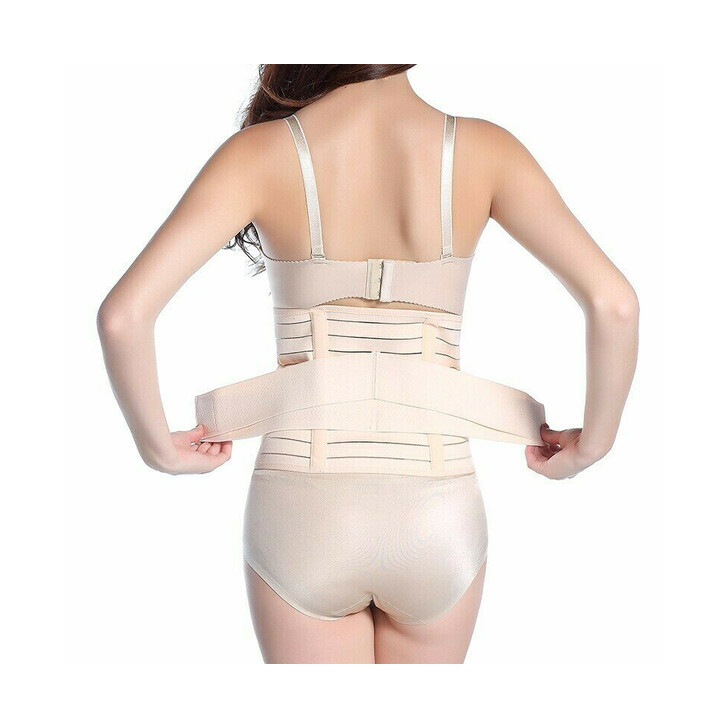 Qmini - Centura abdominala postnatala dublu reglabila, Cu prindere pe baza de velcro, Beige