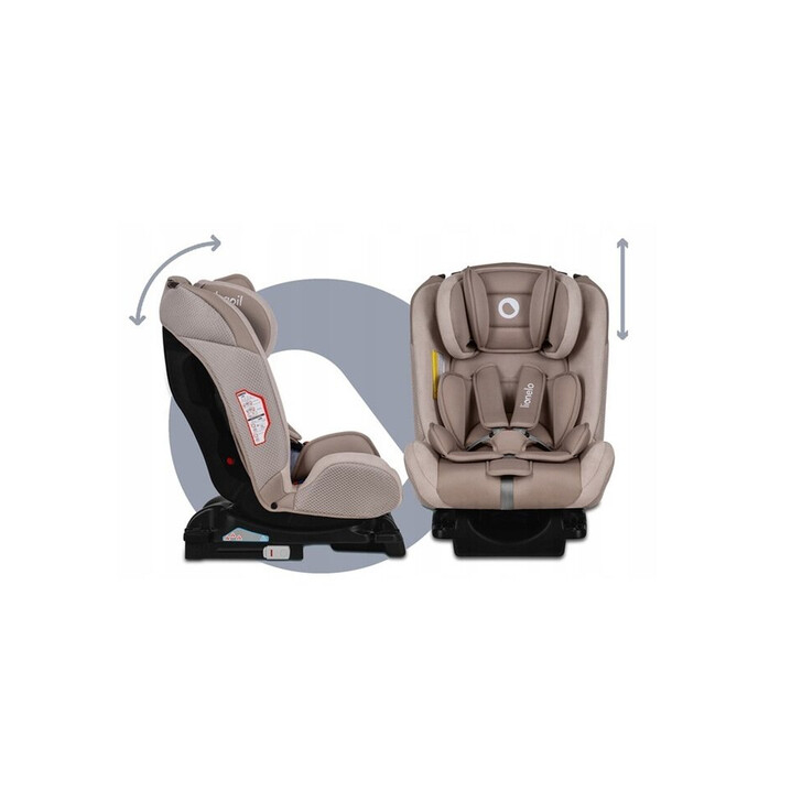 Lionelo - Scaun auto Sander Spatar reglabil, Forward-Facing sau Rear-Facing, Pozitie de somn, 0-36 Kg, Cu Isofix si centura Top Tether, Bej
