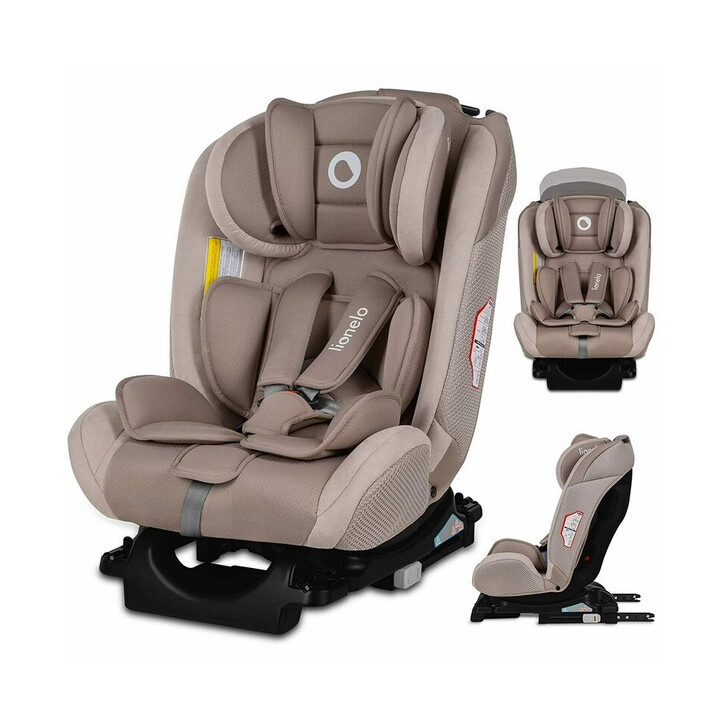Lionelo - Scaun auto Sander Spatar reglabil, Forward-Facing sau Rear-Facing, Pozitie de somn, 0-36 Kg, Cu Isofix si centura Top Tether, Bej