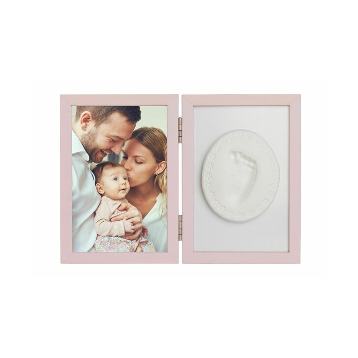 Baby HandPrint - Kit rama foto 10x15 cm, Cu amprenta, Tiny Memories, Roz
