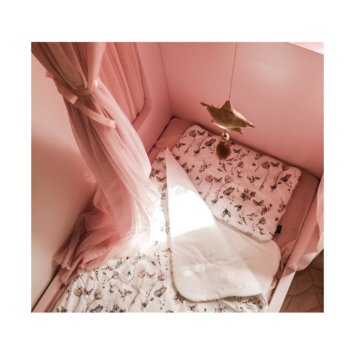 Set pilota 135 x 100 cm si perna 40 x 60 cm pentru copii, bumbac premium si umplutura hipoalergenica BabySoft, fata dubla, Natura