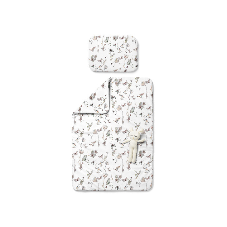 Set pilota 135 x 100 cm si perna 40 x 60 cm pentru copii, bumbac premium si umplutura hipoalergenica BabySoft, fata dubla, Natura