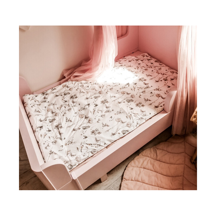 Set pilota 135 x 100 cm si perna 40 x 60 cm pentru copii, bumbac premium si umplutura hipoalergenica BabySoft, fata dubla, Natura
