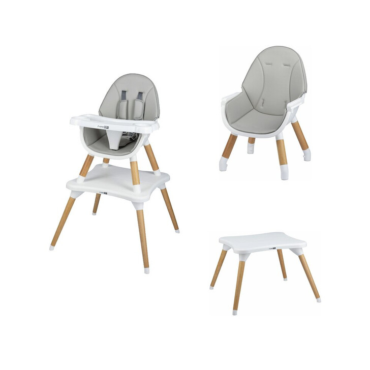 Scaun de masa 3 in 1, Multifunctional, Eos, Cu tavita reglabila si detasabila, FreeON, Grey