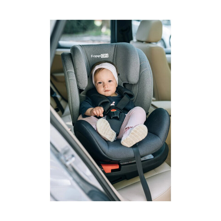 Scaun auto pentru copii, Linus, Pentru grupele de greutate 0-36 Kg, Tehnologie Isofix, Centura Top Tether, Protectie laterala, Rotire 360° grade, Cu pozitie de somn si tetiera reglabila, FreeON, Blue