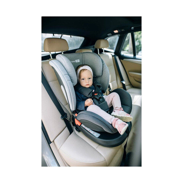 Scaun auto pentru copii, Linus, Pentru grupele de greutate 0-36 Kg, Tehnologie Isofix, Centura Top Tether, Protectie laterala, Rotire 360° grade, Cu pozitie de somn si tetiera reglabila, FreeON, Blue