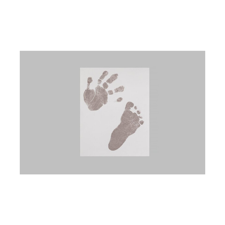 Baby HandPrint - Kit amprente mulaj cu cerneala gri, Pentru manuta si piciorus, Tiny Memories Frame, Non-toxic, 10x15 cm, Alb