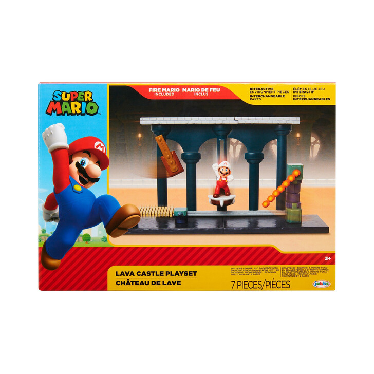 Set de joaca Castelul de lava cu figurina 6 cm, Nintendo Mario