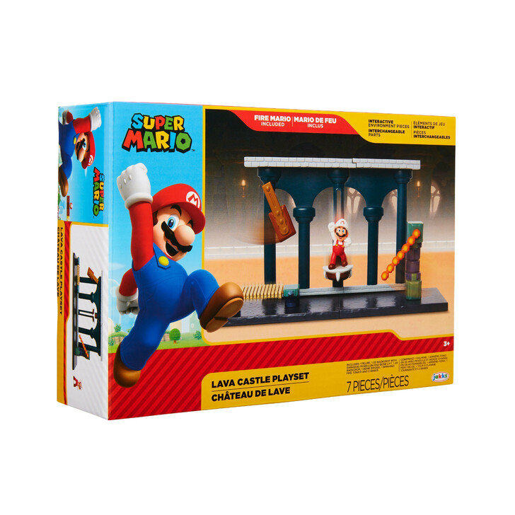 Set de joaca Castelul de lava cu figurina 6 cm, Nintendo Mario