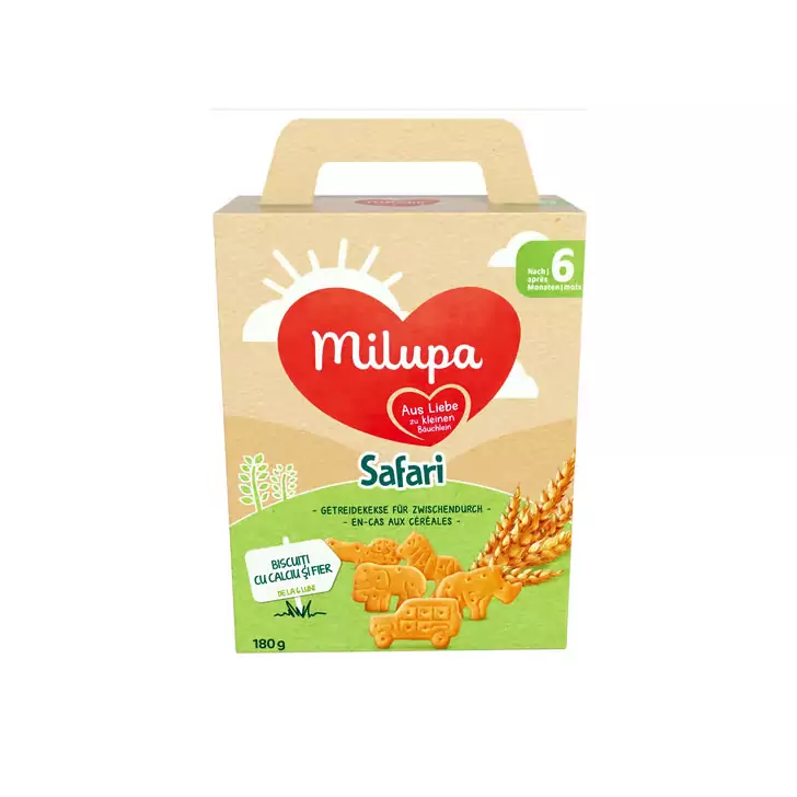 Biscuiti Milupa din faina de grau, Safari, 180g, 6luni+