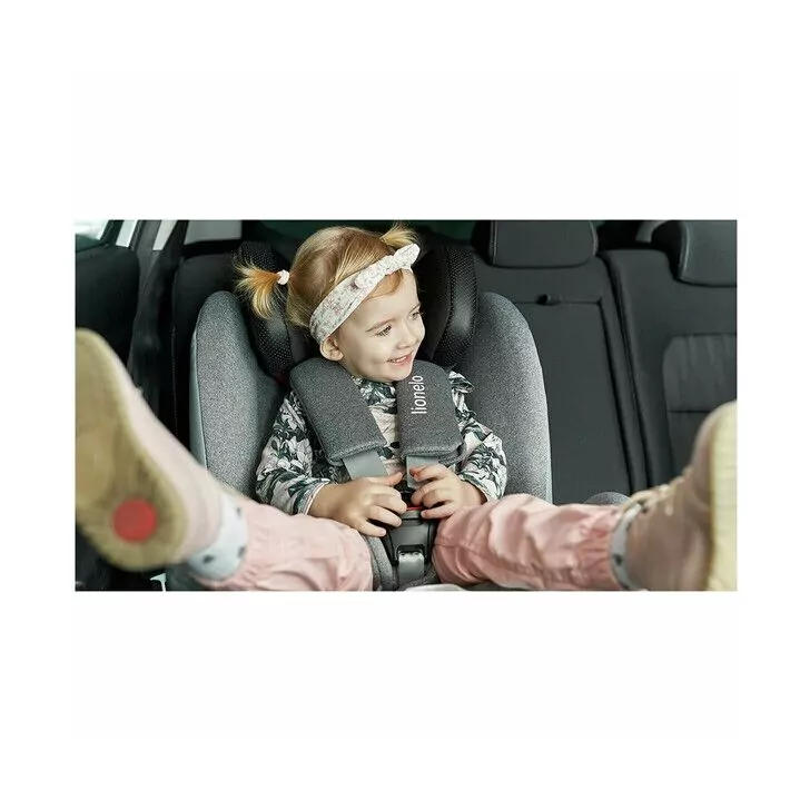 Lionelo - Scaun auto Oliver Stone Spatar reglabil, Protectie laterala, Top Tether, 9-36 Kg, cu Isofix, Gri