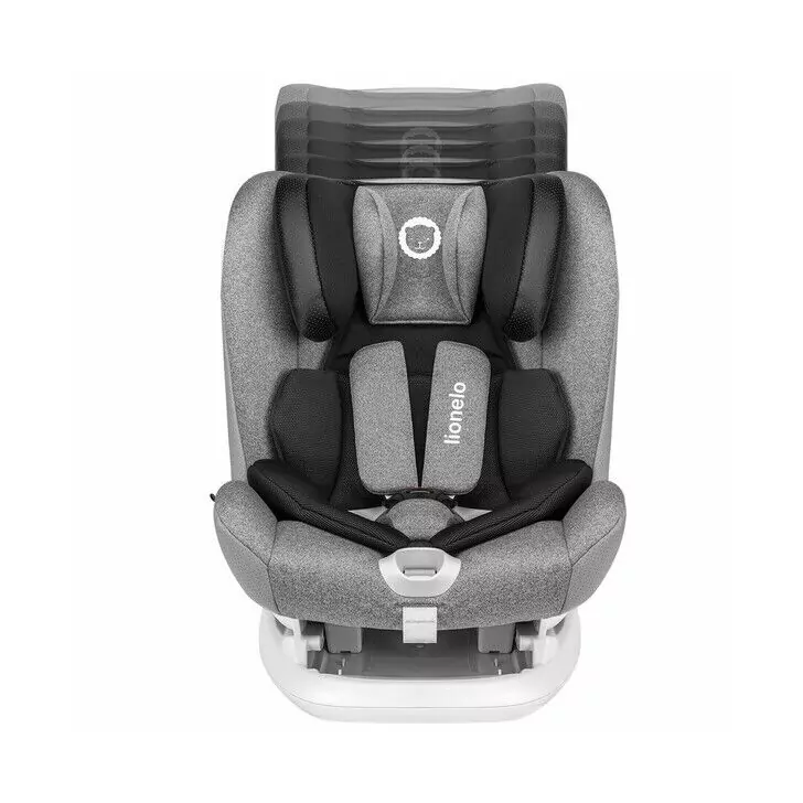 Lionelo - Scaun auto Oliver Stone Spatar reglabil, Protectie laterala, Top Tether, 9-36 Kg, cu Isofix, Gri