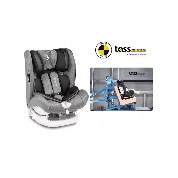 Lionelo - Scaun auto Oliver Stone Spatar reglabil, Protectie laterala, Top Tether, 9-36 Kg, cu Isofix, Gri