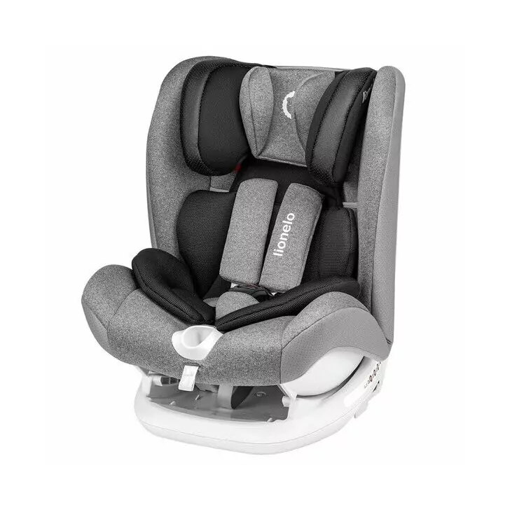 Lionelo - Scaun auto Oliver Stone Spatar reglabil, Protectie laterala, Top Tether, 9-36 Kg, cu Isofix, Gri