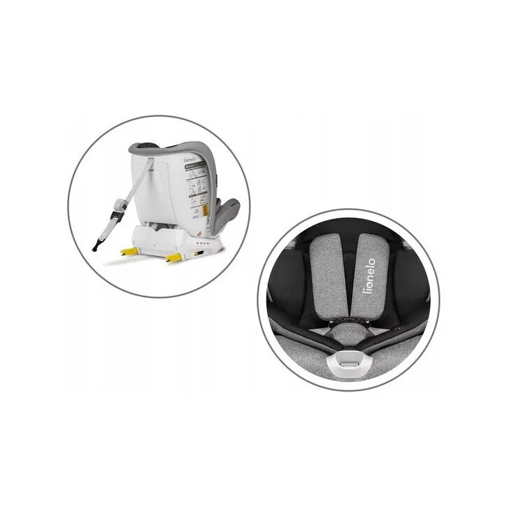 Lionelo - Scaun auto Oliver Stone Spatar reglabil, Protectie laterala, Top Tether, 9-36 Kg, cu Isofix, Gri