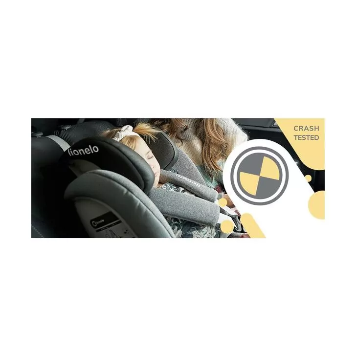 Lionelo - Scaun auto Oliver Stone Spatar reglabil, Protectie laterala, Top Tether, 9-36 Kg, cu Isofix, Gri