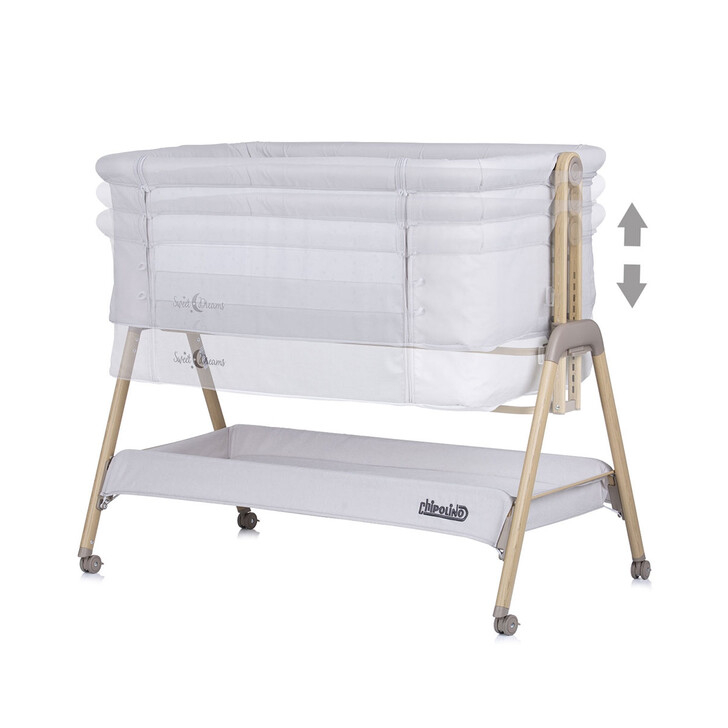 Patut Co-Sleeper Chipolino Sweet Dreams grey stars wood