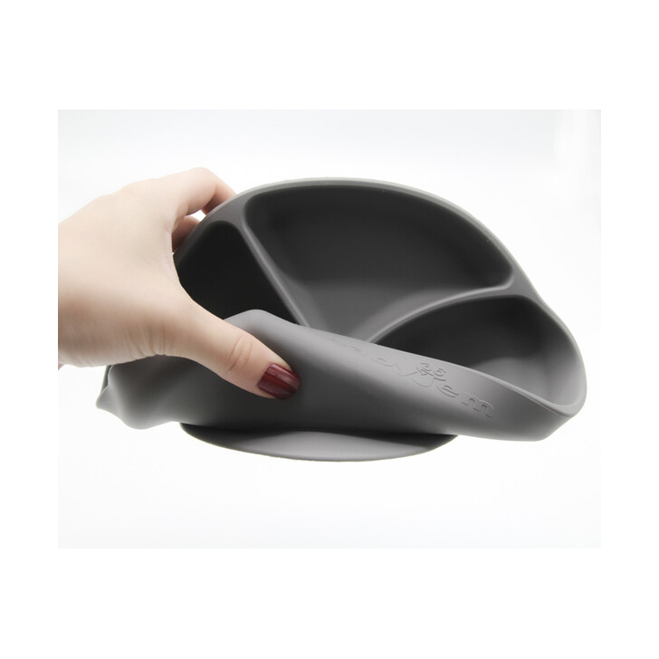 Farfurie din silicon cu 3 compartimente pentru auto-diversificare BabyJem (Culoare: Vernil)