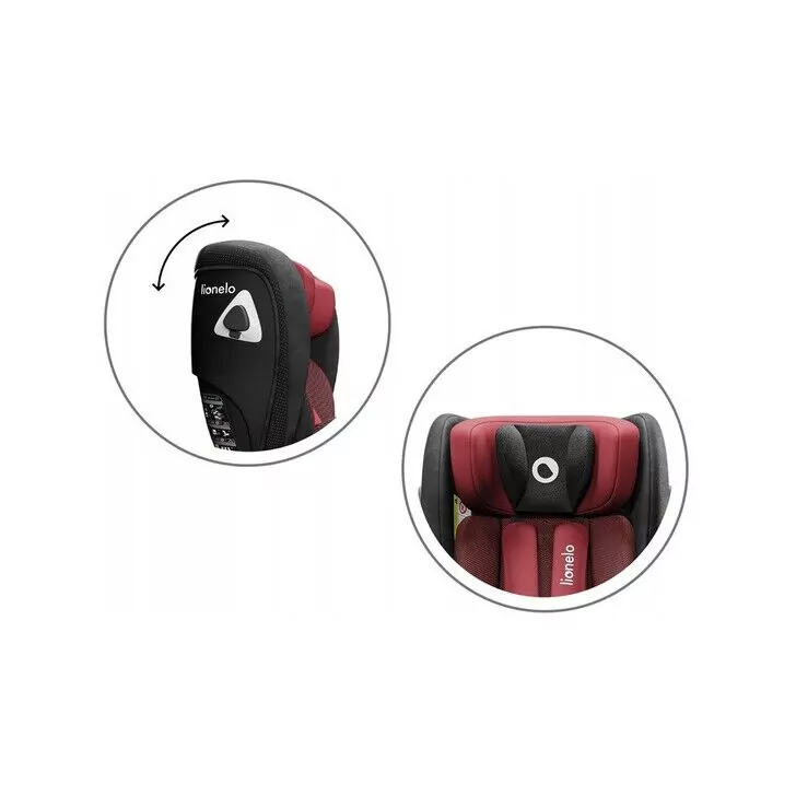 Lionelo - Scaun auto Braam Burgundy Pozitie de somn, Protectie laterala, Rotire 360 grade, 0-36 Kg, cu Isofix, Conform cu standardul european de securitate ECE R44/04, Rosu