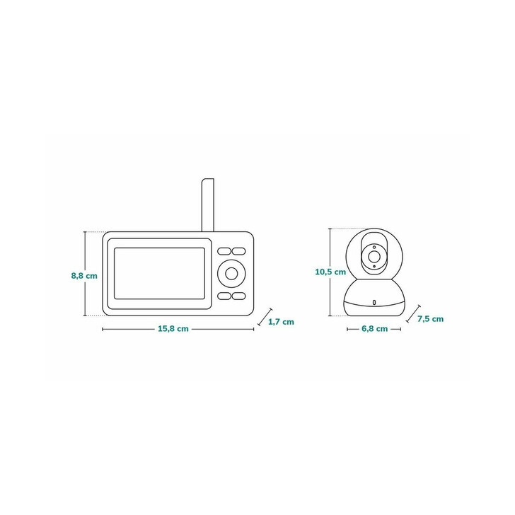 Lionelo - Videofon Babyline 8.2 , Cu termometru, Cu melodii, Cu comunicare in 2 sensuri, Alb