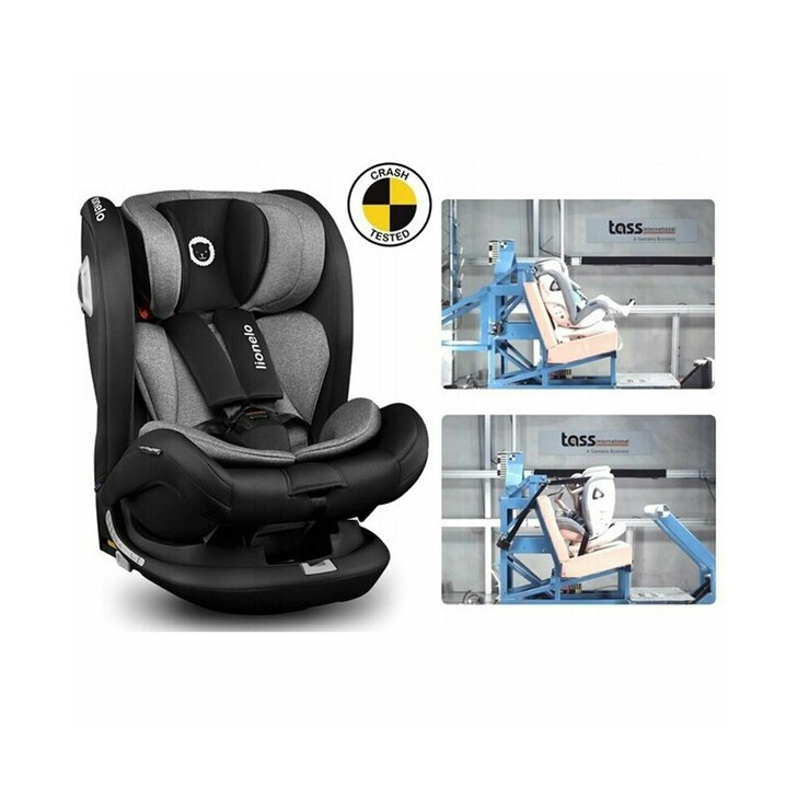 Lionelo - Scaun auto Bastiaan RWF Pozitie de somn, Protectie laterala, Rotire 360 grade, 0-36 Kg, Cu Isofix si Centura Top Tether, Conform cu standardul european de securitate ECE R44/04, Negru