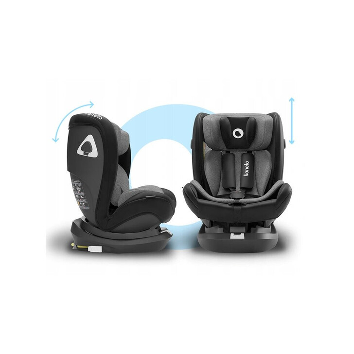 Lionelo - Scaun auto Bastiaan RWF Pozitie de somn, Protectie laterala, Rotire 360 grade, 0-36 Kg, Cu Isofix si Centura Top Tether, Conform cu standardul european de securitate ECE R44/04, Negru