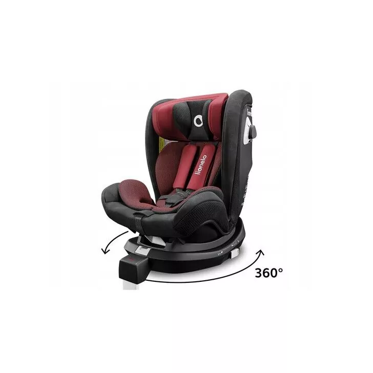Lionelo - Scaun auto Braam Burgundy Pozitie de somn, Protectie laterala, Rotire 360 grade, 0-36 Kg, cu Isofix, Conform cu standardul european de securitate ECE R44/04, Rosu