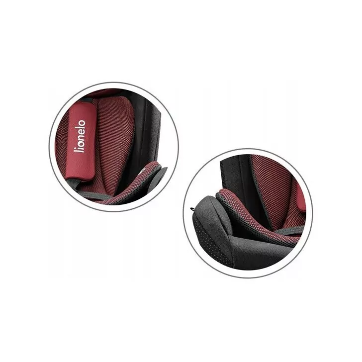 Lionelo - Scaun auto Braam Burgundy Pozitie de somn, Protectie laterala, Rotire 360 grade, 0-36 Kg, cu Isofix, Conform cu standardul european de securitate ECE R44/04, Rosu