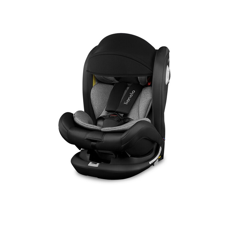 Lionelo - Scaun auto Bastiaan RWF Pozitie de somn, Protectie laterala, Rotire 360 grade, 0-36 Kg, Cu Isofix si Centura Top Tether, Conform cu standardul european de securitate ECE R44/04, Negru