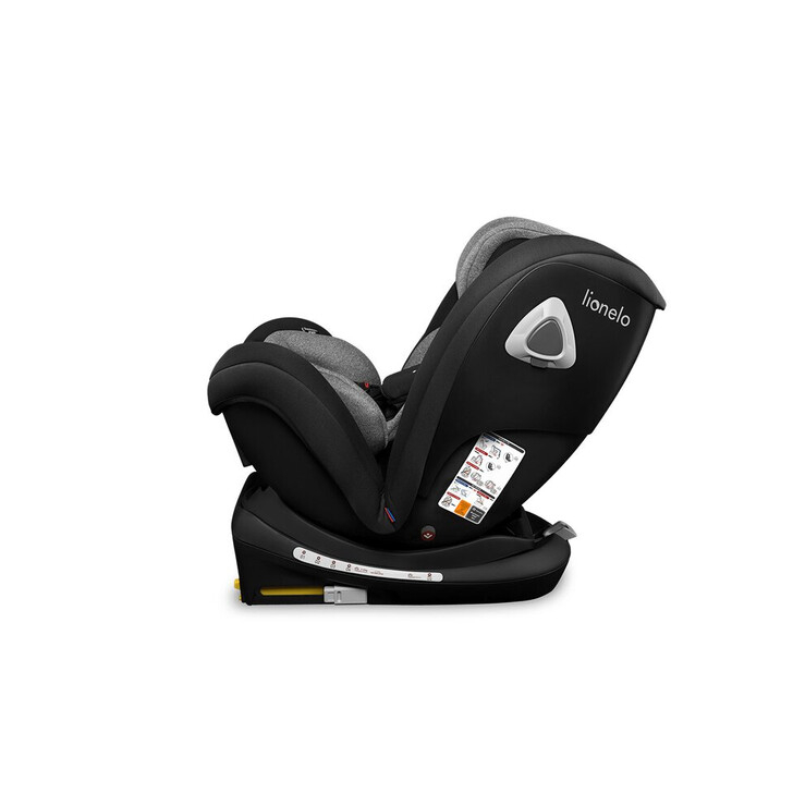 Lionelo - Scaun auto Bastiaan RWF Pozitie de somn, Protectie laterala, Rotire 360 grade, 0-36 Kg, Cu Isofix si Centura Top Tether, Conform cu standardul european de securitate ECE R44/04, Negru