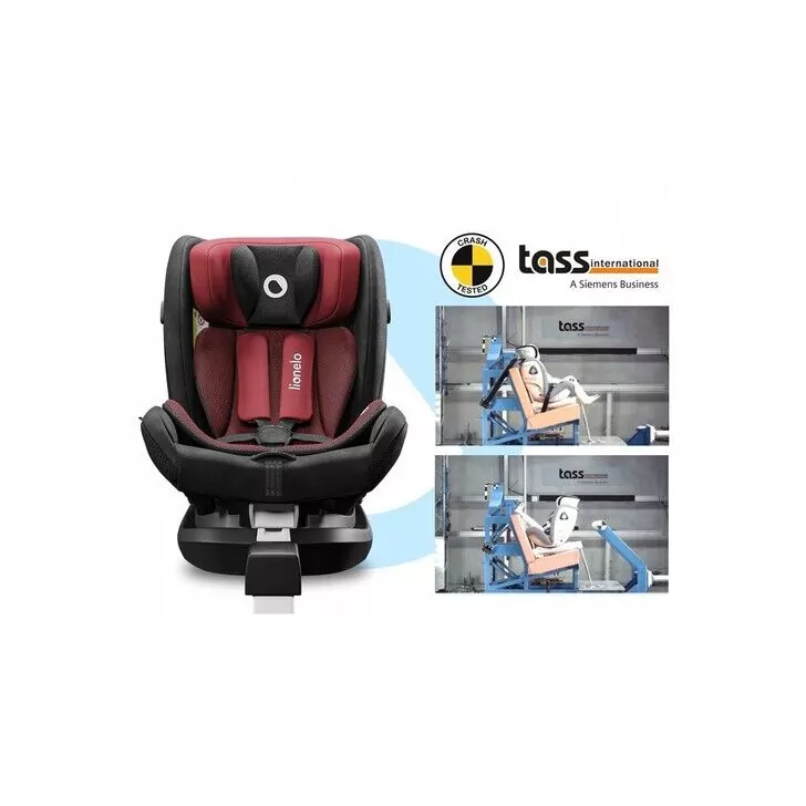 Lionelo - Scaun auto Braam Burgundy Pozitie de somn, Protectie laterala, Rotire 360 grade, 0-36 Kg, cu Isofix, Conform cu standardul european de securitate ECE R44/04, Rosu