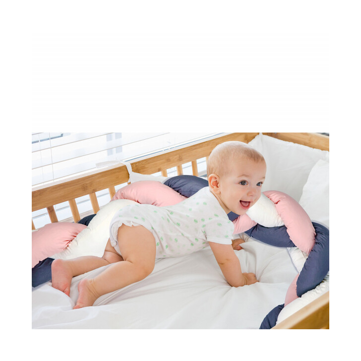 Protectie laterala bumper impletit BabyJem (Culoare: Roz)