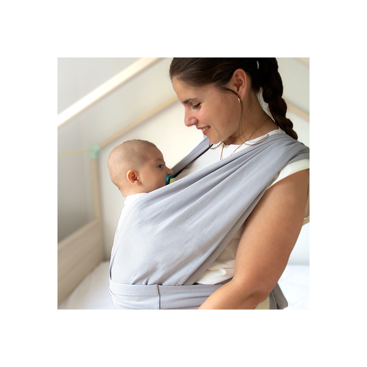 Sistem de purtare wrap elastic pentru bebelusi BabyJem (Culoare: Gri)