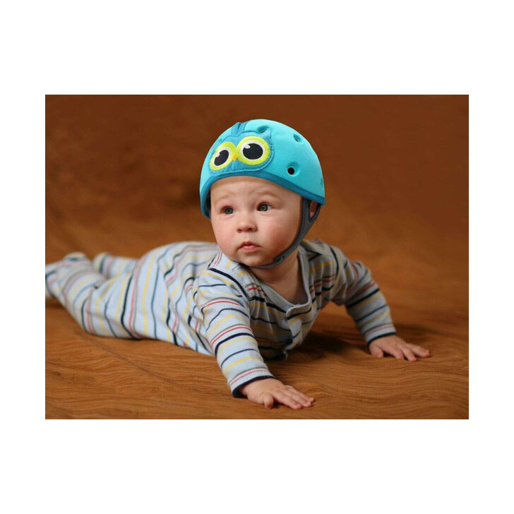 Casca protectie bebelusi cu spuma flexibila, ultrausoara, reglabila, 7-24 luni, albastra, SafeHead Baby Owl, SHB002