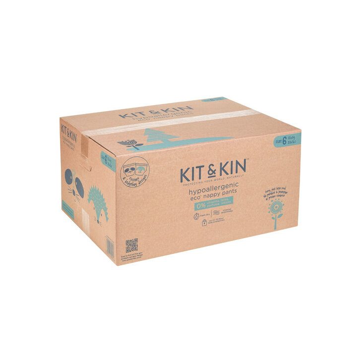 Scutece Hipoalergenice Eco Kit&Kin Pull Up XL6, Marimea 6, 15 kg+, 108 buc