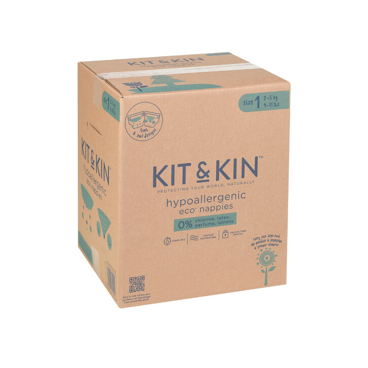 Scutece Hipoalergenice Eco Kit&Kin, Marimea 1, 2-5 kg, 160 buc