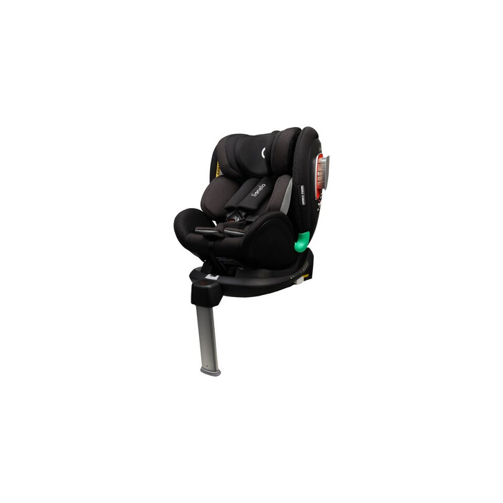 Lionelo - Scaun auto I-size Antoon Plus, Pozitie de somn, Protectie laterala, Rotire 360 grade, 0-18 kg, Cu Isofix si picior de sustinere, Negru, Testat ADAC, Conform cu standardul european de securitate ECE R129