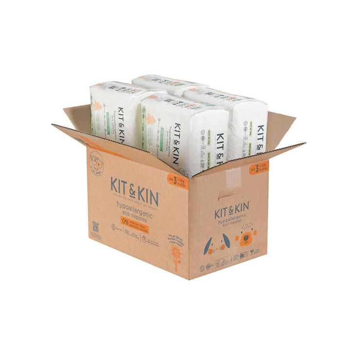 Scutece Hipoalergenice Eco Kit&Kin, Marimea 3, 6-10 kg , 128 buc