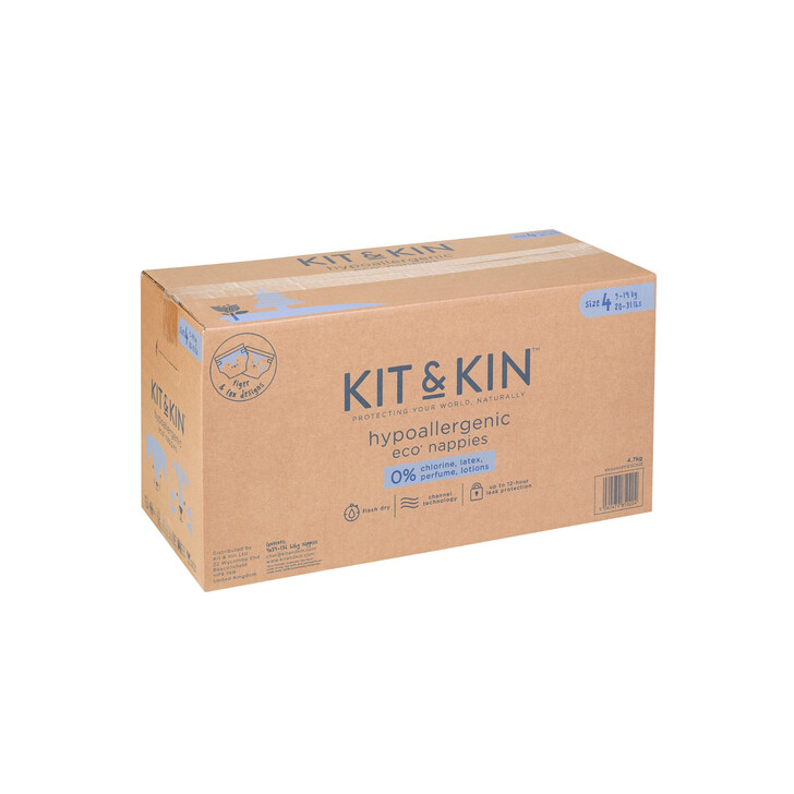 Scutece Hipoalergenice Eco Kit&Kin, Marimea 4, 9-14 kg , 128 buc