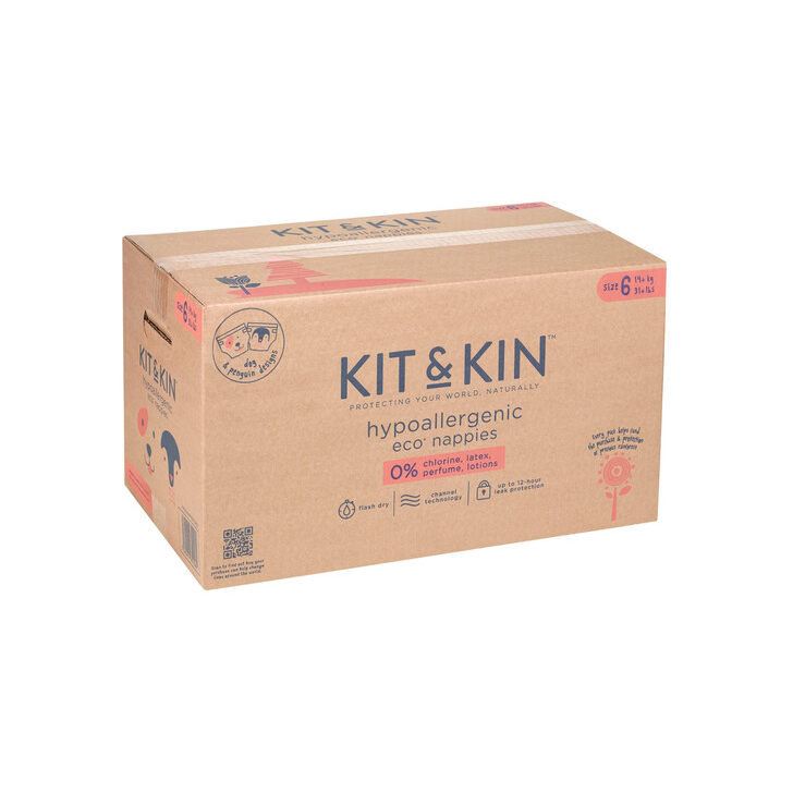 Scutece Hipoalergenice Eco Kit&Kin, Marimea 6, 14 kg+, 104 buc