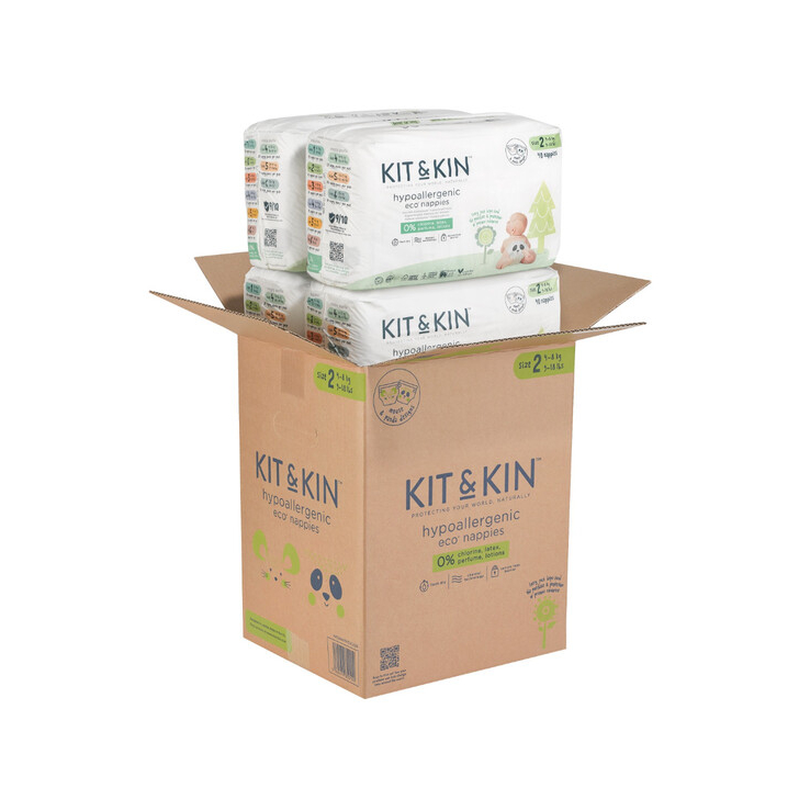 Scutece Hipoalergenice Eco Kit&Kin, Marimea 2, 4-8 kg , 152 buc